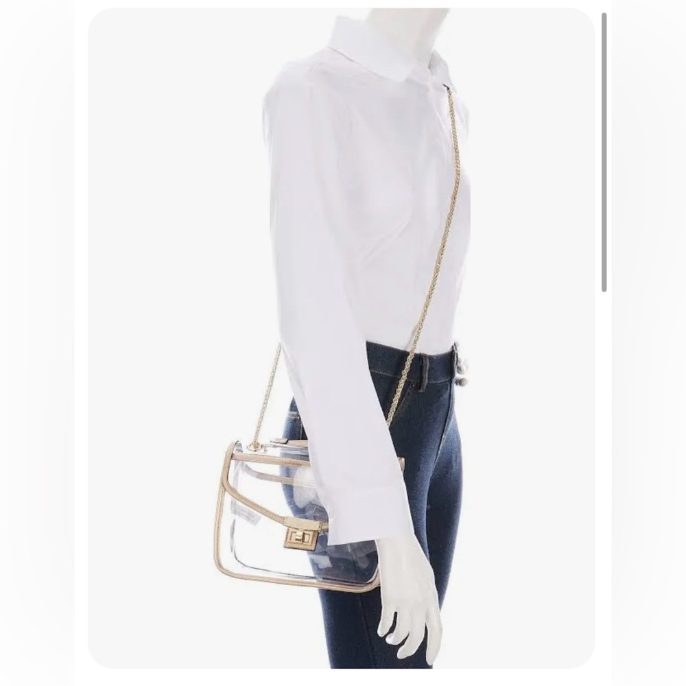 NWOT Clear Studded Crossbody Bag with Gold Chain